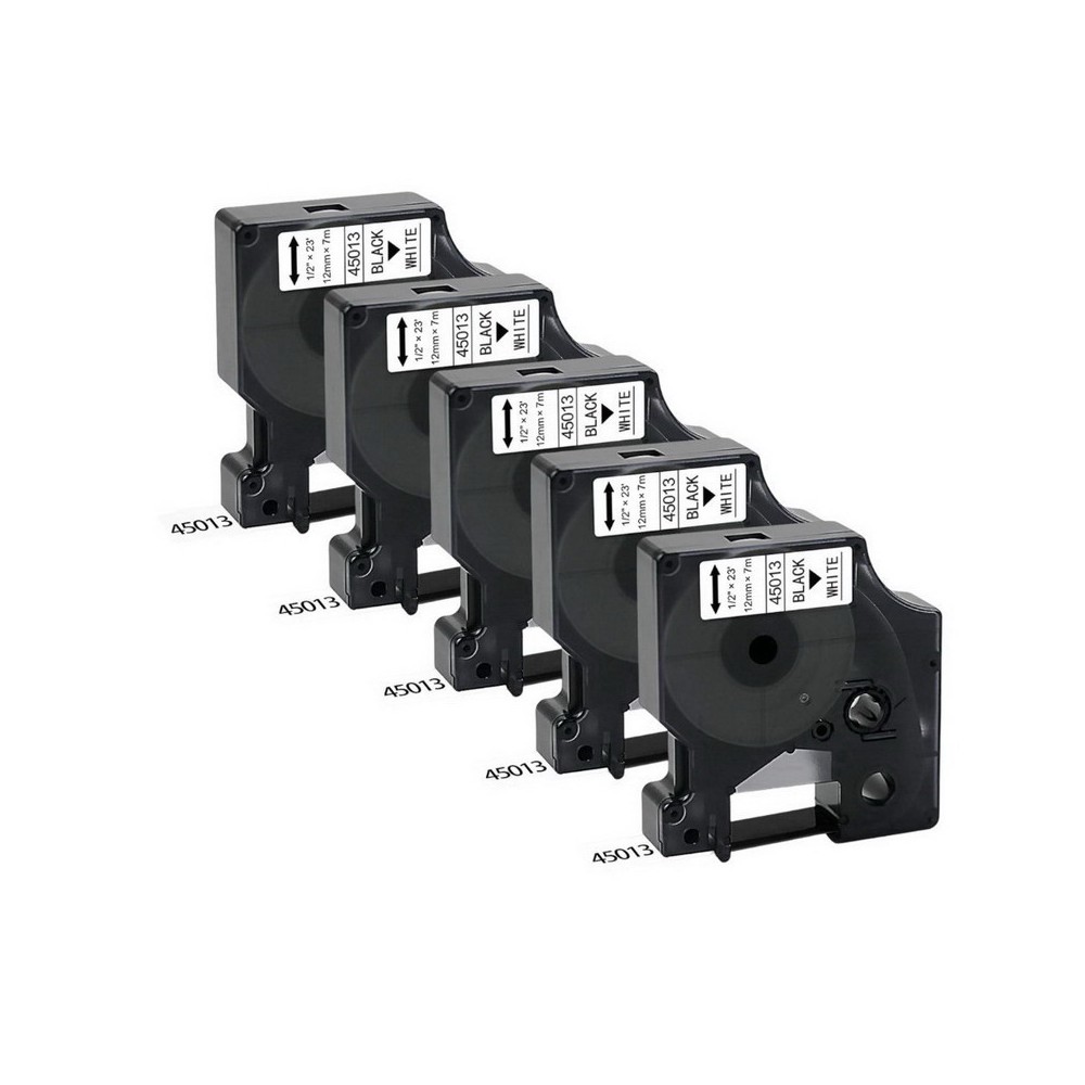 Pack of 5 label tapes compatible with Dymo 45013