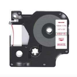Taśma etykiet kompatybilna z Dymo 45015, szerokość 12 mm, kolor czerwony/biały