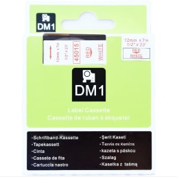 Taśma etykiet kompatybilna z Dymo 45015, szerokość 12 mm, kolor czerwony/biały