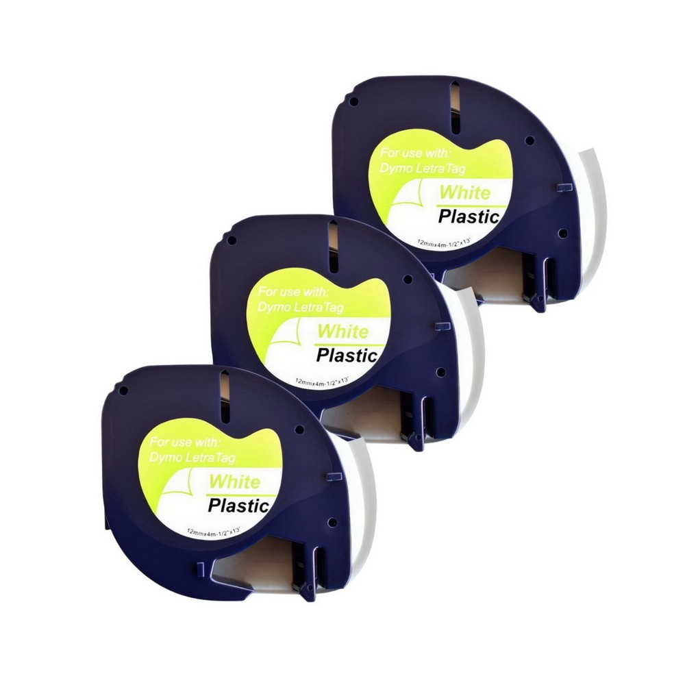 Pachet 3 bucati banda etichete compatibil Dymo LetraTag 91201