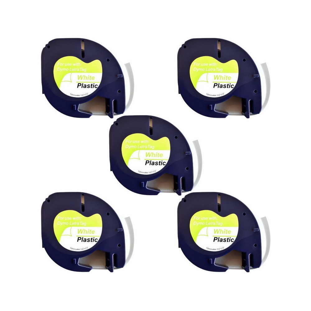 Pachet 5 bucati banda etichete compatibil Dymo LetraTag 91201