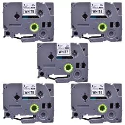 Pack of 5 pieces of labels compatible with Brother TZe-211