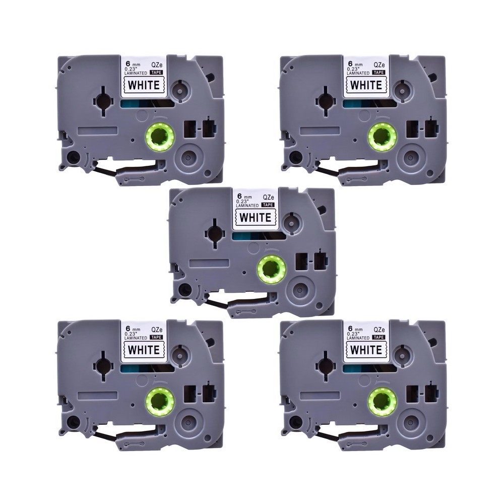 Pack of 5 pieces of labels compatible with Brother TZe-211