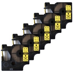 Zestaw taśm etykiet kompatybilnych z Dymo 43618, 6 mm, czarny na żółtym
