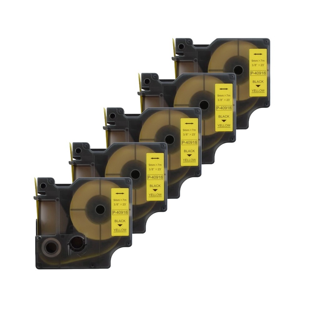 Pack of 5 compatible label tapes for Dymo 40918