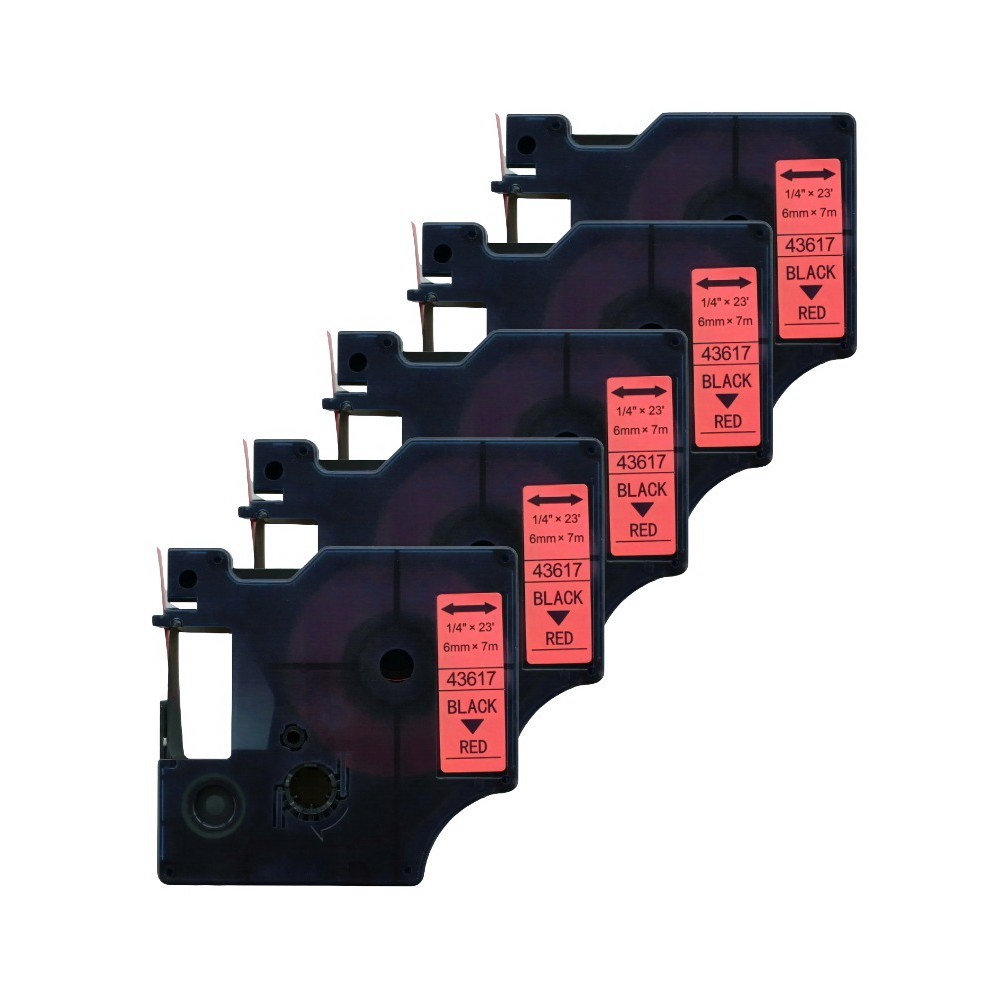 Csomag címkeszalag kompatibilis Dymo 43617, 6 mm, fekete piros alapon