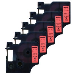 Zestaw taśm etykiet kompatybilnych z Dymo 43617, 6 mm, czarny na czerwonym