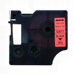 Pack of label tape compatible with Dymo 43617, 6 mm, black on red