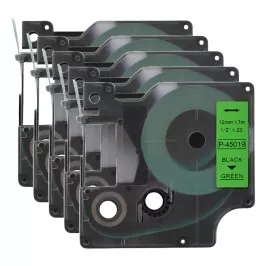 Pack of 5 compatible label tapes for Dymo 45019