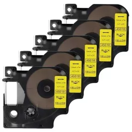 Pack of 5 label tape compatible with Dymo 45018