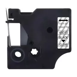 Pack of 5 label tapes compatible with Dymo 45010 black on transparent