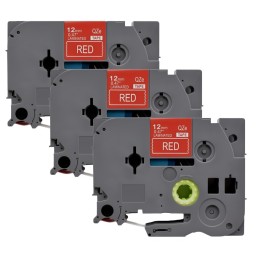 Pack of 3 compatible Brother TZe-435 label tapes white on red