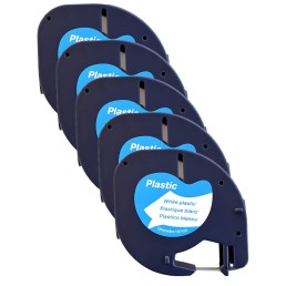 Pachet 5 bucati banda etichete compatibila Dymo LetraTag 91201