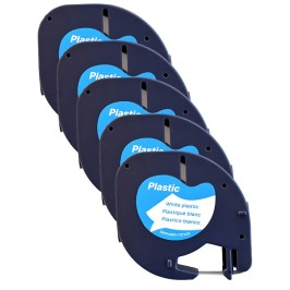 Zestaw 5 sztuk taśmy etykiet kompatybilnej z Dymo LetraTag 91201