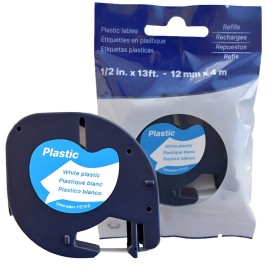 Pack of 10 label tape compatible with Dymo LetraTag 91201