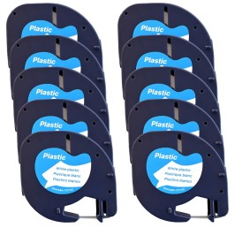 Pack of 10 compatible tapes for Dymo LetraTag 91201
