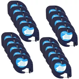 Pack of 20 label tape compatible with Dymo LetraTag 91201