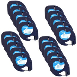 Pack of 20 label tape compatible with Dymo LetraTag 91201