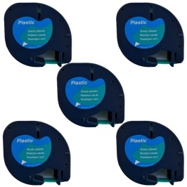 Pack of 5 compatible tapes for Dymo LetraTag 91204