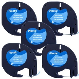 Pack of 5 compatible tapes for Dymo LetraTag 91205