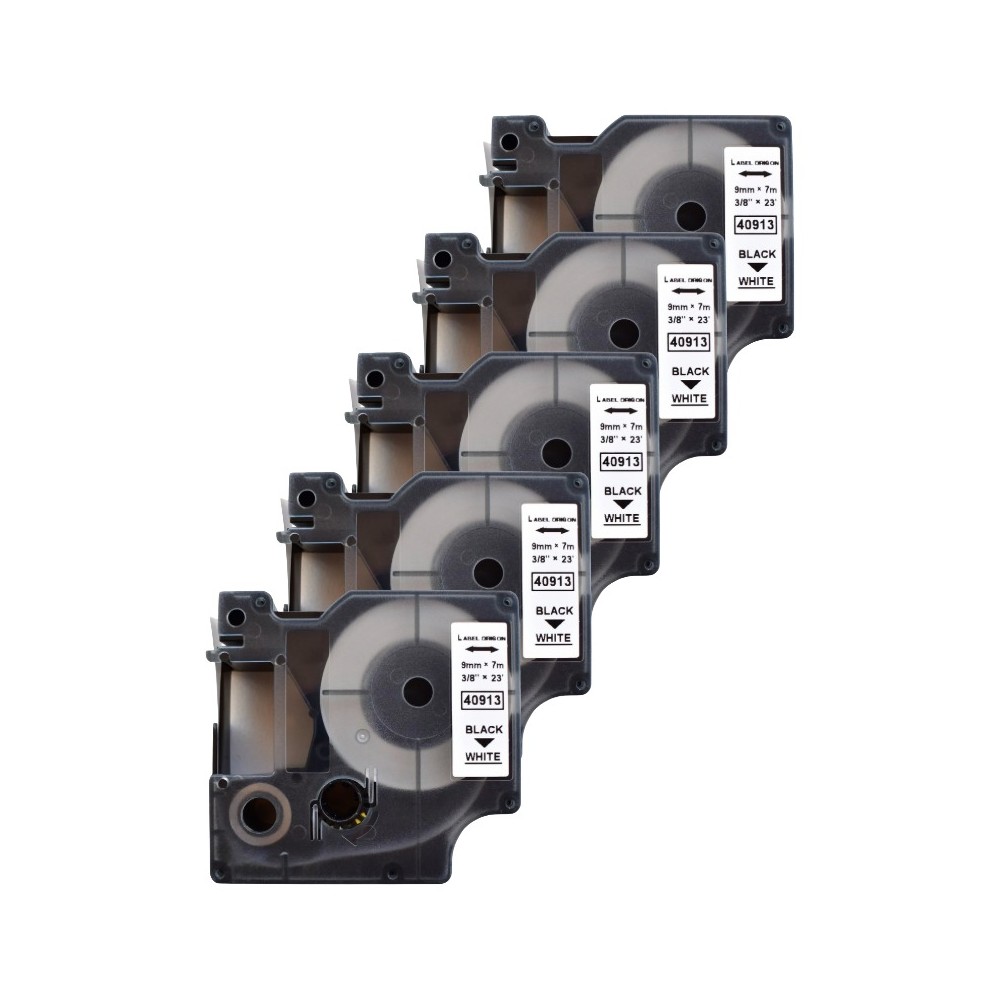 Pack of 5 label tape compatible with Dymo 40913