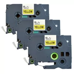 Pack of 3 label tape compatible with Brother TZe-641