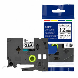 Banda Etichete Compatibila Brother TZe-131 Negru pe Transparent