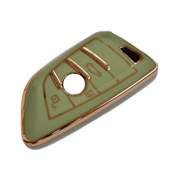 Carcasa protectie cheie auto pentru BMW X1, X3, X6, X5, Seria 5, Seria 6, Seria 7 Button Smart Key de culoare verde