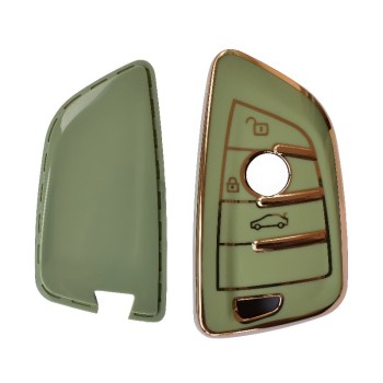 Carcasa protectie cheie auto pentru BMW X1, X3, X6, X5, Seria 5, Seria 6, Seria 7 Button Smart Key de culoare verde