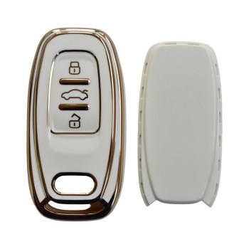 Car key protection case, 3 buttons, for Audi A4 A5 A6 A7 Q5 Q8 R8 S4 S5 S6 S7 RS4 RS5 white colour